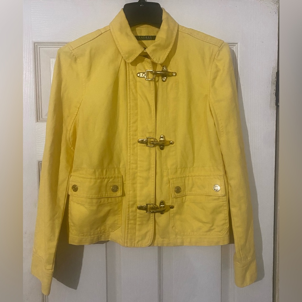 VTG Ralph Lauren Fireman's Jacket size S (women's) Yellow Linen Blend Liner
